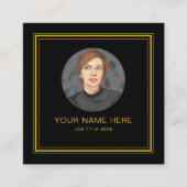 Elégante carte d'appel noire avec M Gold Script (Devant)