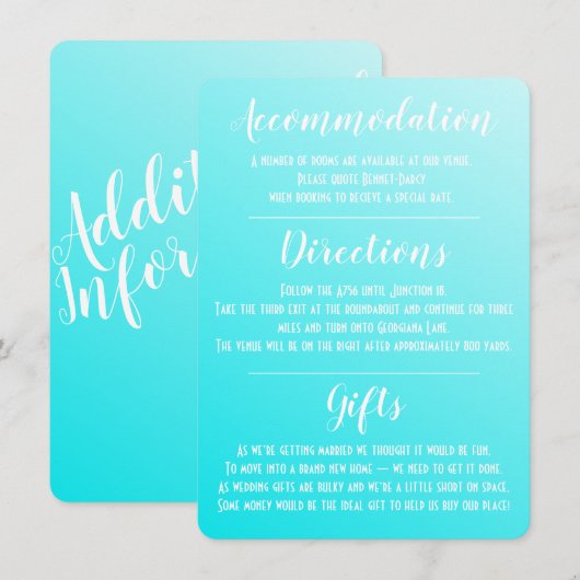 Elégante carte de boîtier bleu Aqua (Devant / Derrière)