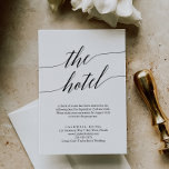 Élégante carte de boîtier de l'hôtel Black Calligr<br><div class="desc">Cette élégante carte d'enceinte d'hôtel en calligraphie noire est parfaite pour un mariage simple. Le design neutre présente une carte minimaliste décorée de typographie romantique et fantaisiste.</div>