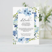 Elégante carte de boîtier Mariage bleu floral Dust (Debout devant)