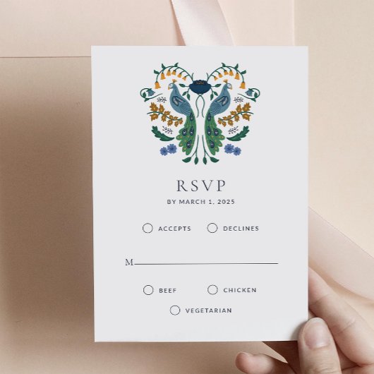 Elégante carte de boîtier RSVP Art Déco avec repas
