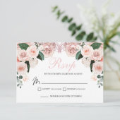 Élégante carte de boîtier RSVP couleur rose vif (Debout devant)
