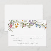 Elégante carte de boîtier RSVP Fleur sauvage Vinta (Devant / Derrière)