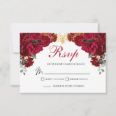 Élégante carte de boîtier RSVP Floral Rouge (Devant)