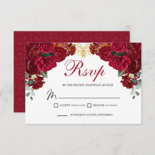 Élégante carte de boîtier RSVP Floral Rouge