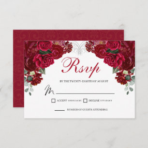 Élégante carte de boîtier RSVP Floral Rouge & Arge