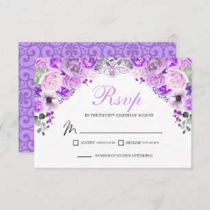 Élégante carte de boîtier RSVP Lilac Purple Floral