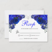 Elégante carte de boîtier RSVP Royal Blue Floral (Devant)