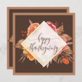 Elégante carte de Bon thanksgiving à script floral (Devant / Derrière)