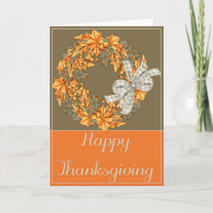 Élégante carte de Bon thanksgiving de couronne d'a