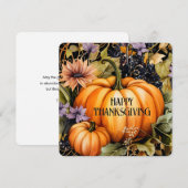 Elégante carte de Bon thanksgiving Floral Citrouil (Devant / Derrière)