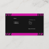 Elégante carte de boutique Zebra Hot Pink Black (Dos)