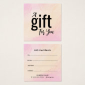 Elégante Carte de Certificat Cadeau Salon De Beaut (Devant & derrière)