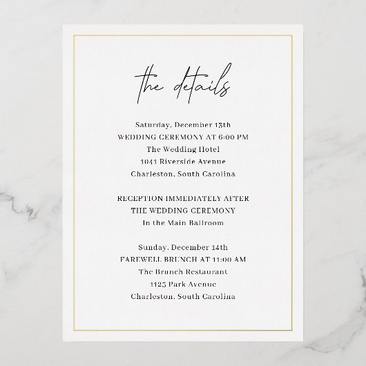 Élégante carte de clôture de mariage (Recto)