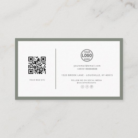 Elégante carte de code QR Carte de visite d'herbe (Dos)