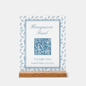 Elégante carte de code QR Mariage Blue Honeymoon F (Recto)