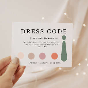Elégante carte de code vestimentaire invité, tenue