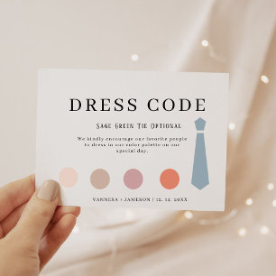 Elégante carte de code vestimentaire invité, tenue