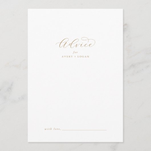 Elégante carte de conseil Mariage Gold Script (Devant)