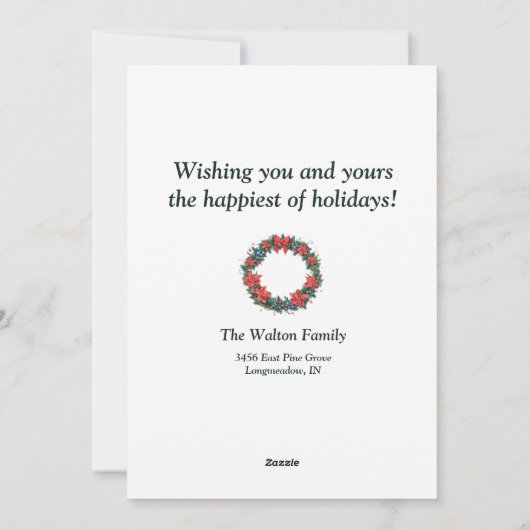 Elégante carte de couronne de Noël - Carte personn (Dos)