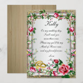 Élégante carte de demoiselle d'honneur aux roses r (Devant / Derrière)