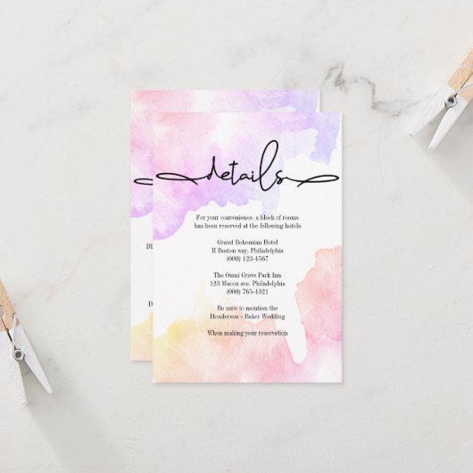 Elégante carte de détails de mariage. Invitation (Devant/Arrière en situation)