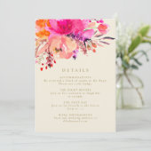 Élégante carte de détails de Mariage rose vif (Debout devant)