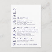 Elégante carte de détails mariage de fleurs bleues (Devant)