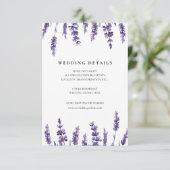Elégante carte de détails mariage de lavande fleur (Debout devant)