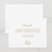 Elégante carte de détails Mariage Floral Gold (Devant / Derrière)