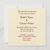 Élégante Carte de Dîner de répétition ivoire et ro (Dos)