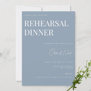Élégante carte de dîner de répétition Mariage bleu