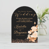 Elégante carte de Faire-part de mariage noir Rose (Debout devant)