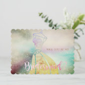 Élégante carte de femme de ménage habillée d'aquar (Debout devant)