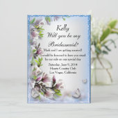 Élégante carte de femme de ménage papillon floral  (Debout devant)