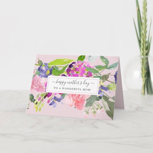 Elégante carte de Fête des Mères Florales (Devant)