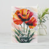 Élégante carte de fête des mères peint à la fleur (Debout devant)