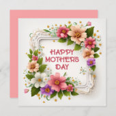 Elégante carte de Fête des Mères Rose Printemps Fl (Devant / Derrière)