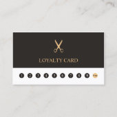 Elégante carte de fidélité à ciseau gris blanc Fau (Devant)