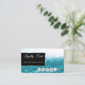 Élégante carte de fidélité Bokeh moderne Blue Glit (Debout devant)