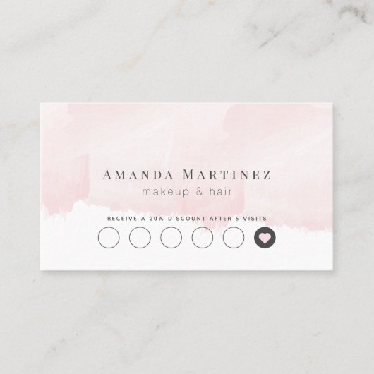 Elégante carte de fidélité du salon d'aquarelle ro (Devant)