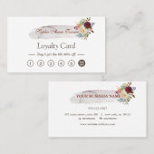 Elégante carte de fidélité Floral Bourgogne (Devant / Derrière)