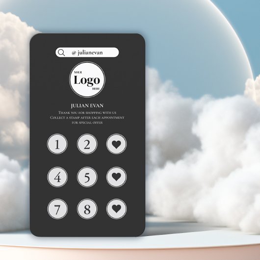 Elégante carte de fidélité noire monochrome