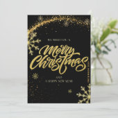 Elégante carte de flocon de neige Noir et Or (Debout devant)