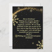 Elégante carte de flocon de neige Noir et Or (Dos)