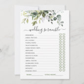 Élégante carte de jeu Fête des mariées Eucalyptus (Devant)