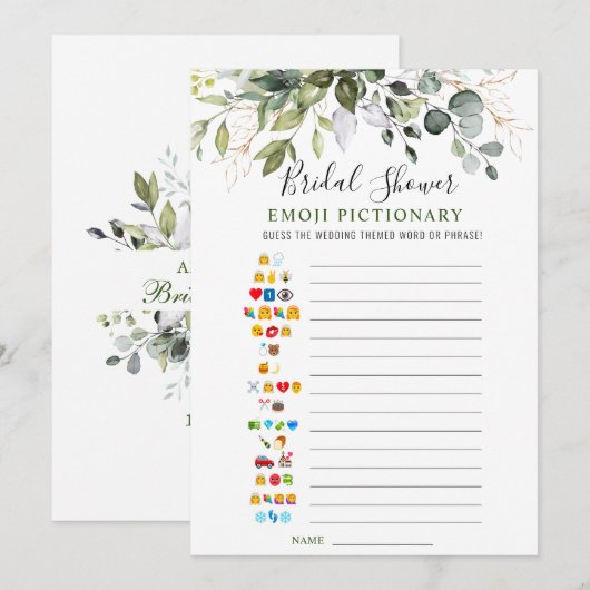 Élégante carte de jeu Fête des mariées Eucalyptus (Devant / Derrière)