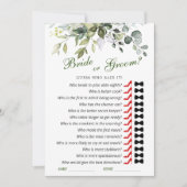 Élégante carte de jeu Fête des mariées Eucalyptus (Devant)