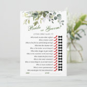 Élégante carte de jeu Fête des mariées Eucalyptus (Debout devant)