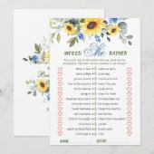 Elégante carte de jeu Fête des mariées tournesol (Devant / Derrière)